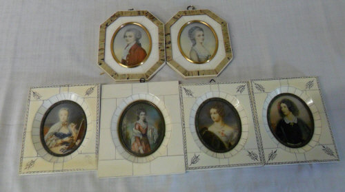 6 miniature portraits