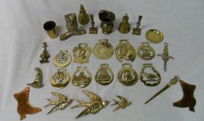 Horse brasses, figures etc