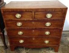 Geo. mah. vaneered caddy top chest of drawers with bracket feet