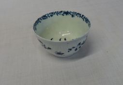 18th cent B&W tea bowl with ridge decoration poss Worcester