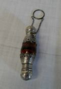 Ruby glass & white metal chatelaine