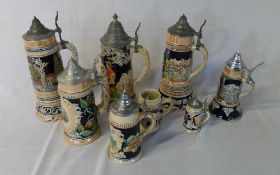 Various steins/tankards inc some musical