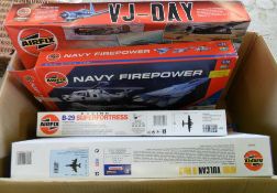 Airfix model kits inc Navy Firepower, B-29 Superfortress etc