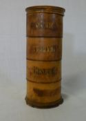 Mid 19th cent 4 section spice tower mace pepper ginger, one label missing & later lid