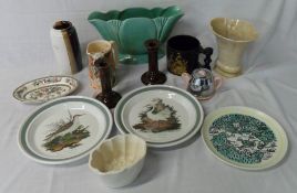 Ceramics inc Portmeiron, Dartmouth jelly moulds, Doulton candlesticks, Poole etc