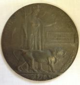 WWI Memorial death plaque to Ernest Harold Baker