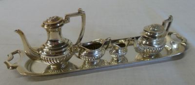 Silver miniture tea service inc tray, teapots etc, Birm 1951-1958, approx weight 2oz