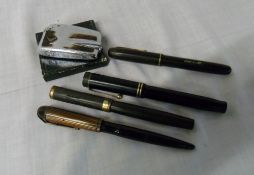 Ronson lighter, Parker duo fold fountain pen & 3 other pens etc