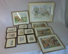 8 miniture Lincoln prints & 4 Christopher Hope hunting prints & Ltd Ed All Saints church print