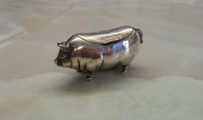 Late 19th/Early 20th cent Silver pig snuff box with Sheffield import mark