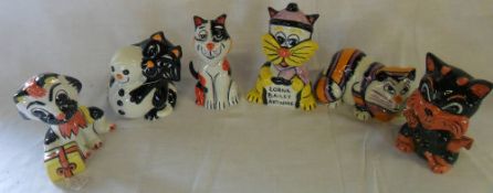 6 Lorna Bailey cat figures