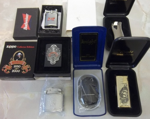 6 cigarette lighters inc Jack Daniels Zippo collector & Knight International