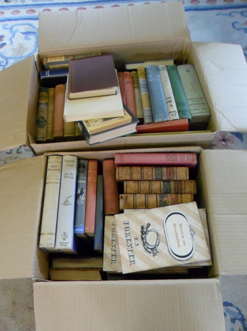 2 boxes of books inc various novels etc