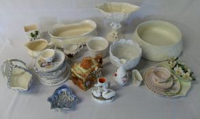 Ceramics inc plates, ceramic basket, lg bowl etc