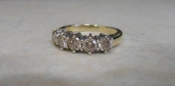 18ct gold diamond ring, approx 1.00 ct diamonds, Ring Size M