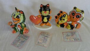 3 Lorna Bailey limited edition figures 'The Suitor 37/75', 'Cupid the Cat 48/75' & 'The Playful Pair