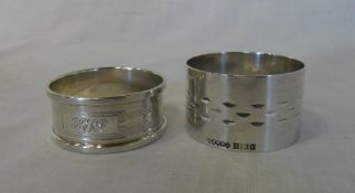 2 silver serviette rings