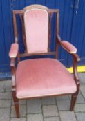Edw inlaid open arm chair