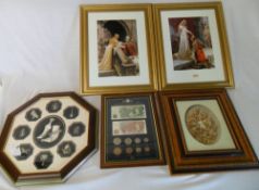 Framed prints inc framed bank notes & coins