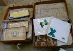 2 suitcases of assorted linen/fabrics