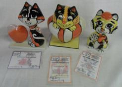 3 Lorna Bailey limited edition figures 'Juliet the Cat 9/75', 'Heart Stopper the Cat 13/50' & '