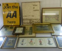 'Atlas of London', metal AA sign, various prints etc