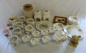 Ceramics inc soup mugs, part tea service, Brambly Hedge clock, various cutlery inc S.P