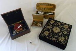 4 boxes of costume jewellery & a sm silver thimble