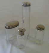 4 silver topped vanity case containers
