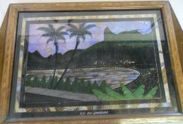 1930s inlaid tray of Rio de Janeiro