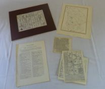 Various old maps inc Lincolnshire, road map London to Beswick, other road maps, 'Places of meeting