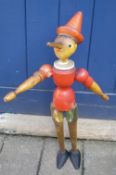 Old wooden Pinocchio 56cm tall