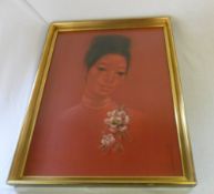 Oriental portrait of a woman on felt