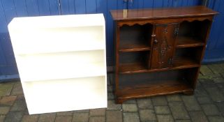 Dark oak bookshelf & a white painted bookshelf