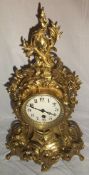 Louis XV style mantle clock with Japy Freres movement, size approx 46 cm tall