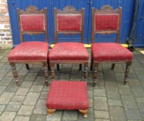 3 Edw dining chairs & footstool