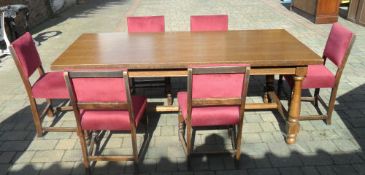 Oak veneered table & 6 chairs