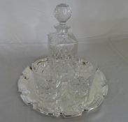 Royal Doulton decanter, 2 glasses and a S.P salver