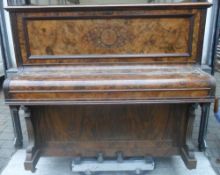Burr walnut veneered sterndale up right piano