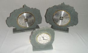 2 slate barometers & a slate clock