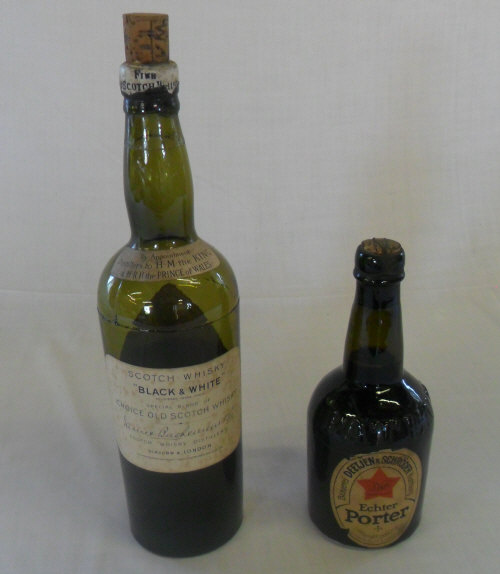 Bottle of black & white whisky & bottle of port