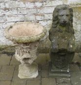 Classical urn & lion garden ornament