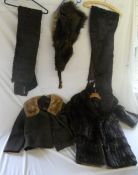 3 fur stoles & 2 fur jackets