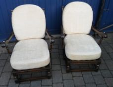 2 oak Ercol open arm chairs