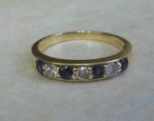 18ct gold sapphire & diamond 1/2 eternity ring - size approx N