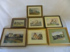 7 framed prints of cottages