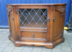 Oak & leaded glass tv cabinet