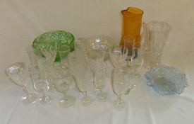 Glassware inc coloured glass, vase etc