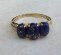 9ct gold & lapis ring - size approx T