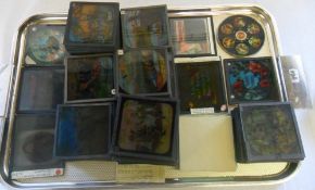 Glass lantern slides inc Charlotte Bronte, Uncle Tom's cabin, Puss in boots etc